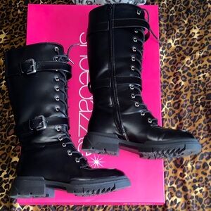 Shoe Dazzle Black Combat Boots